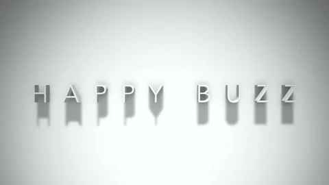 Happy buzz 3D title animation with shadows on a white background Stock Footage 297799153