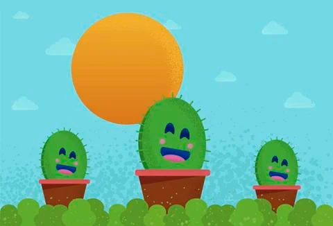 Happy Cactus Stock Illustration