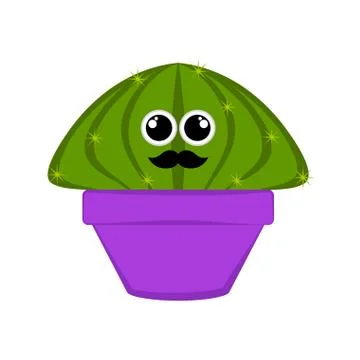 Happy cactus with a mustache Stock Illustration