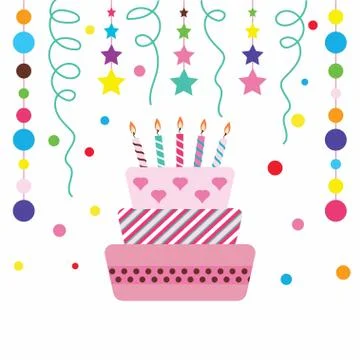 Happy cake on white background Stock Illustration