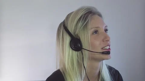 Happy call receptionist Stock Footage 48379072