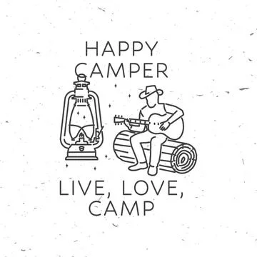 Happy camper patch. Vector illustration. Concept for shirt or logo, print, stamp Stock Illustration