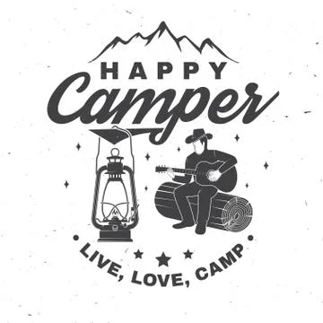 Happy camper. Vector illustration. Concept for shirt or logo, print, stamp or Illustrazione stock