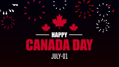 Happy Canada Day Animation, Animated Happy Canada day Text effect with Leaf, Can Stock Footage 337313146