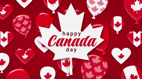 Happy Canada Day Animation text with balloons. Video stock 270475436
