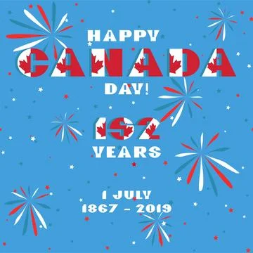 Happy Canada day card. Pattern with National flag red and white color modern  스톡 일러스트