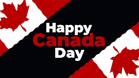 Happy Canada Day Celebration Background with Maple Leaves and Bold Typograph 스톡 동영상 335935549