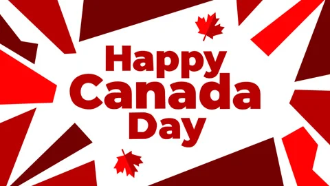 Happy Canada Day Celebration Background with Maple Leaves and Bold Red Typog 動画素材 335935625
