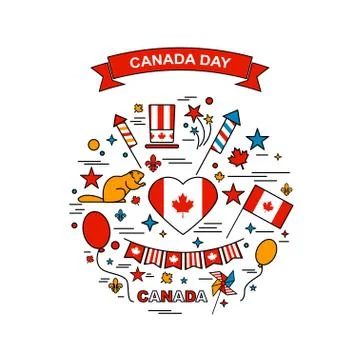 Happy Canada Day elements set Stock Illustration