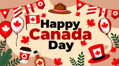 Happy Canada Day Festive Background with Canadian Symbols and Celebration El Vídeos de archivo 336000209