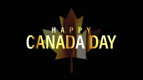 HAPPY CANADA DAY gold maple leaf loop isolated Stock Footage 154160931