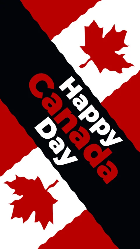 Happy Canada Day Greeting Background with Red Maple Leaves and Bold Celebrat 库存影片 335938925