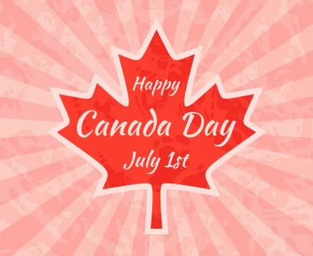 Happy Canada Day on Maple Leaf Stock Illustration