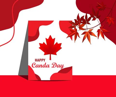 Happy Canada Day Maple leaf Poster Greeting card Vector illustration Stock Illustration