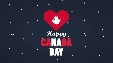 Happy Canada Day motion graphics animation with red heart and maple leaf sy.. Stock Footage 333428578