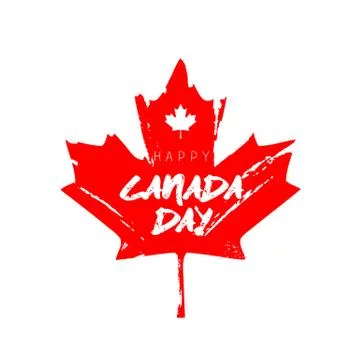 Happy Canada Day. Red maple leaf. Stock Illustration
