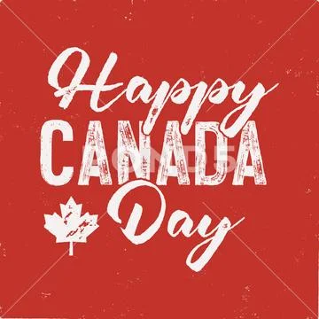 Happy Canada Day T-Shirt for Gift. Distressed Maple Leaf with text. Read and Stock Illustration