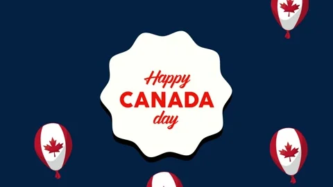 Happy canada day text animation with floating balloons bearing national fla.. Stock Footage 338315757