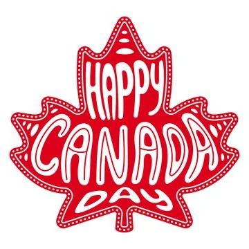 Happy Canada day text framed maple leaf. Stock Illustration