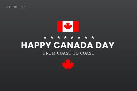 Happy Canada Day Typography in Arch with Stars and Coast to Coast Quote Stock Illustration