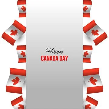 Happy Canada Day, vector banner, red and white colors Stock Illustration