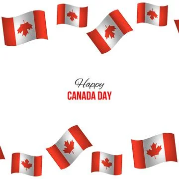 Happy Canada Day, vector banner, red and white colors Stock Illustration