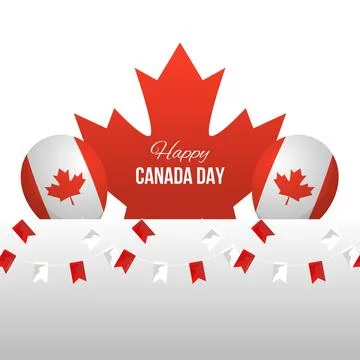 Happy Canada Day, vector banner, red and white colors Stock Illustration