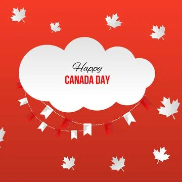 Happy Canada Day, vector banner, red and white colors Stock Illustration