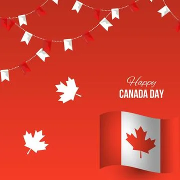 Happy Canada Day, vector banner, red and white colors Stock Illustration