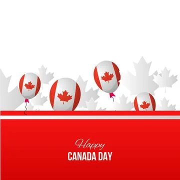 Happy Canada Day, vector banner, red and white colors Stock Illustration