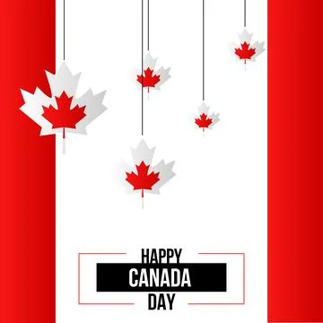 Happy Canada Day, vector banner, red and white colors Stock Illustration