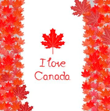 Happy canada day vector template with maple leaves Illustrazione stock