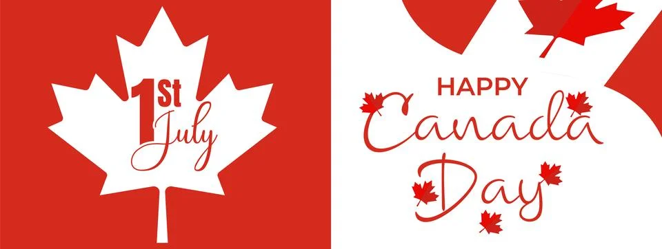 Happy Canada Independence Day Web Banner. First July Canada Day National Holiday Stock Illustration
