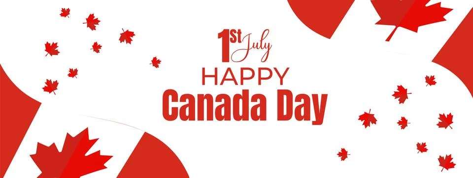 Happy Canada Independence Day Web Banner. First July Canada Day National Holiday Stock Illustration