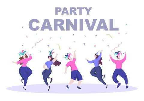 Happy Carnival Celebration Background Vector Illustration. People festival Wi Illustrazione stock