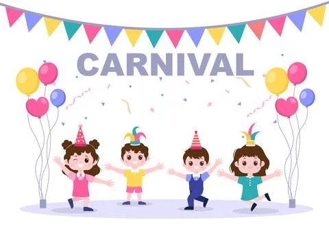 Happy Carnival Celebration Background Vector Illustration. People festival Wi Illustrazione stock