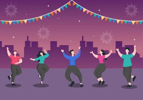 Happy Carnival Celebration Background Vector Illustration. People festival Wi Stock Illustration