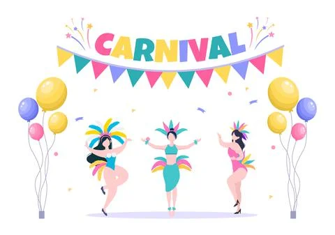 Happy Carnival Celebration Background Vector Illustration. People festival Wi Stock-Illustration