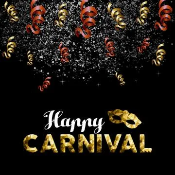 Happy carnival low poly gold mask with confetti イラスト素材