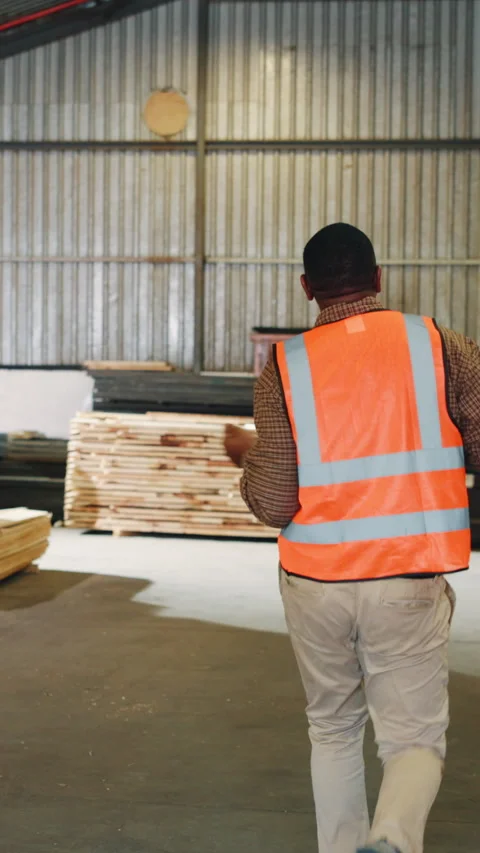 Happy, carpenter and dance in workshop with success, clipboard and inventory Stock Footage 343842249