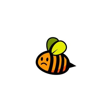 Happy cartoon bee with sad expression flying through a bright background sh.. Illustrazione stock