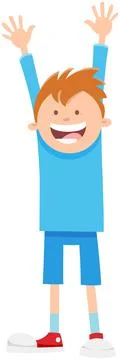 Happy cartoon boy elementary age or teenager character 스톡 일러스트