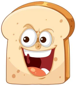 Happy Cartoon Bread Slice Illustrazione stock
