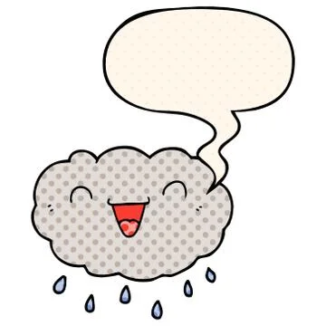 Happy cartoon cloud and speech bubble in comic book style Stock Illustration