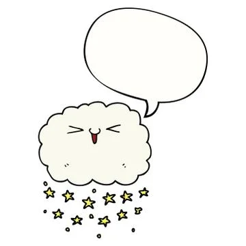 Happy cartoon cloud and speech bubble Stock Illustration