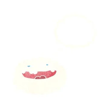 Happy cartoon cloud with thought bubble Stock Illustration