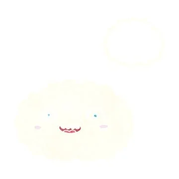 Happy cartoon cloud with thought bubble Stock Illustration