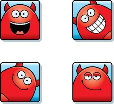 Happy Cartoon Devil Icons Stock Illustration