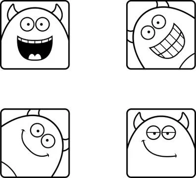 Happy Cartoon Devil Icons Stock Illustration