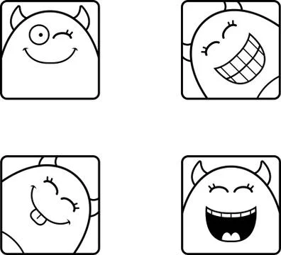 Happy Cartoon Devil Icons Stock Illustration